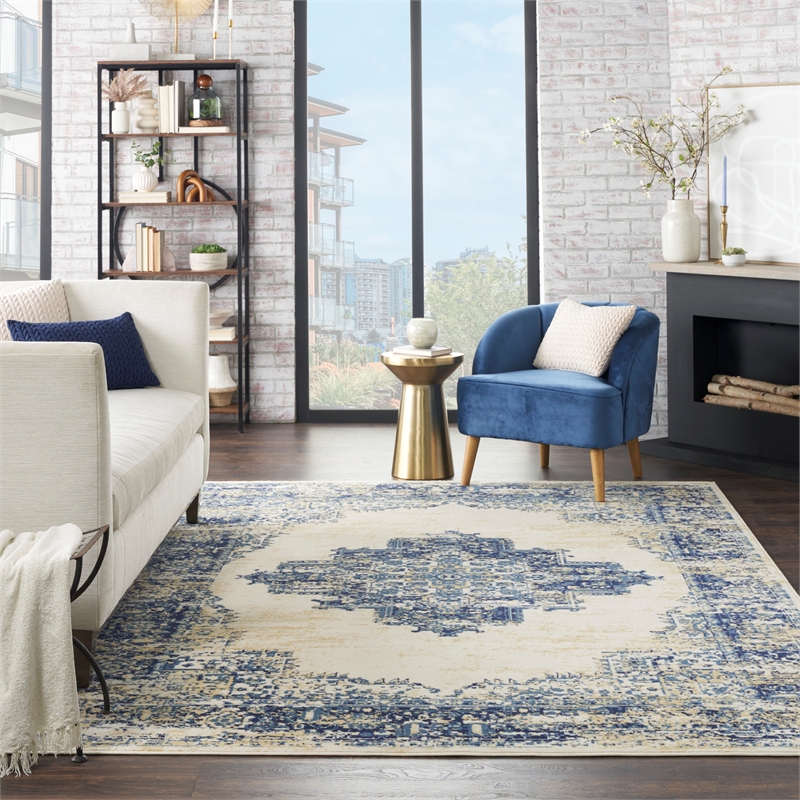 Nourison Home Grafix 9' x 12' Fabric White Area Rug