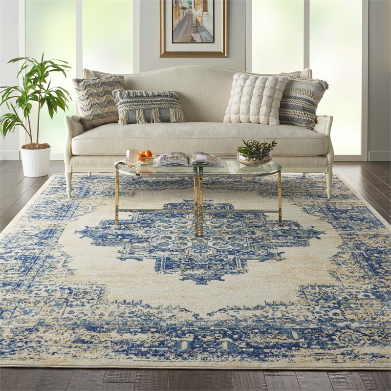 Nourison Home Grafix 9' x 12' Fabric White Area Rug