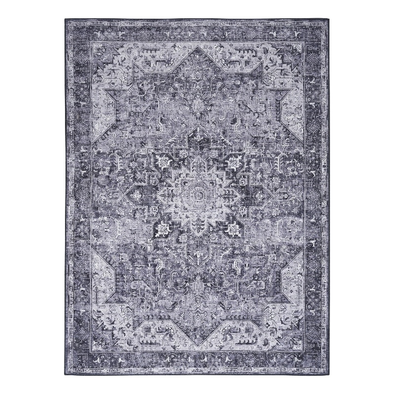 Nourison Home Nourison Washables 6' x 9' Polyester Charcoal Grey Area Rug