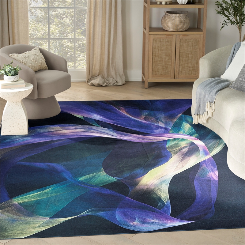 Nourison Home Nourison Washables 8' x 10' Polyester Blue Multicolor Area Rug