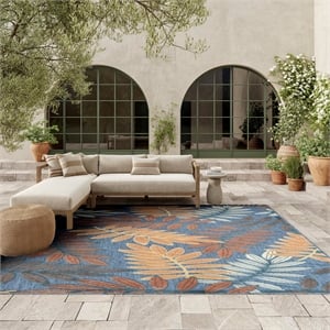 Nourison Home Aloha 8' x 11' Fabric Blue Rose Area Rug