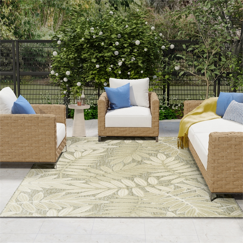 Nourison Home Aloha 8' x 11' Fabric Ivory Sage Area Rug