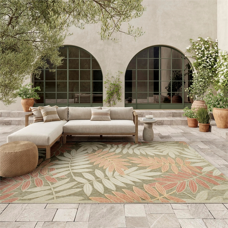 Nourison Home Aloha 8' x 11' Fabric Sage Rose Area Rug