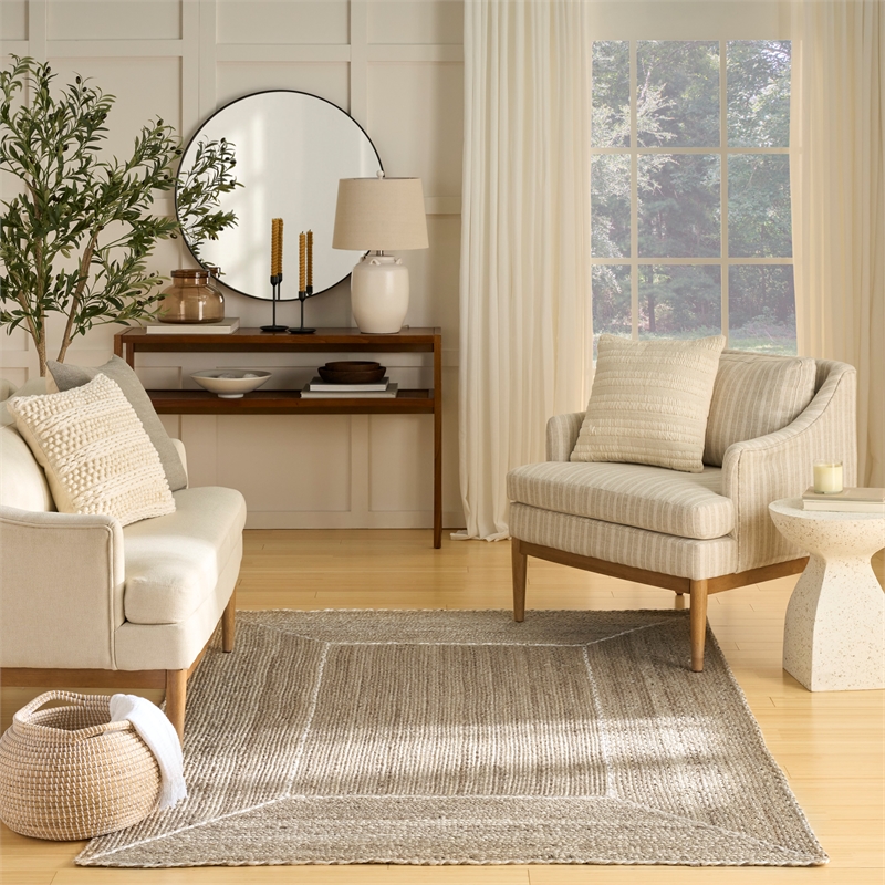 nourison home terrazzo jute 4' x 6' natural grey area rug
