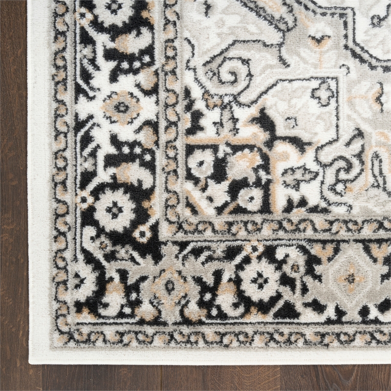 Nourison Home Dekor 4' x 6' Polyester Ivory Charcoal Area Rug