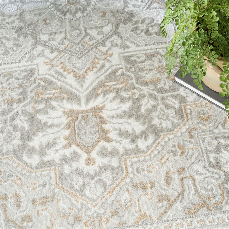 Nourison Home Dekor 5' x 7' Polyester Light Grey Area Rug