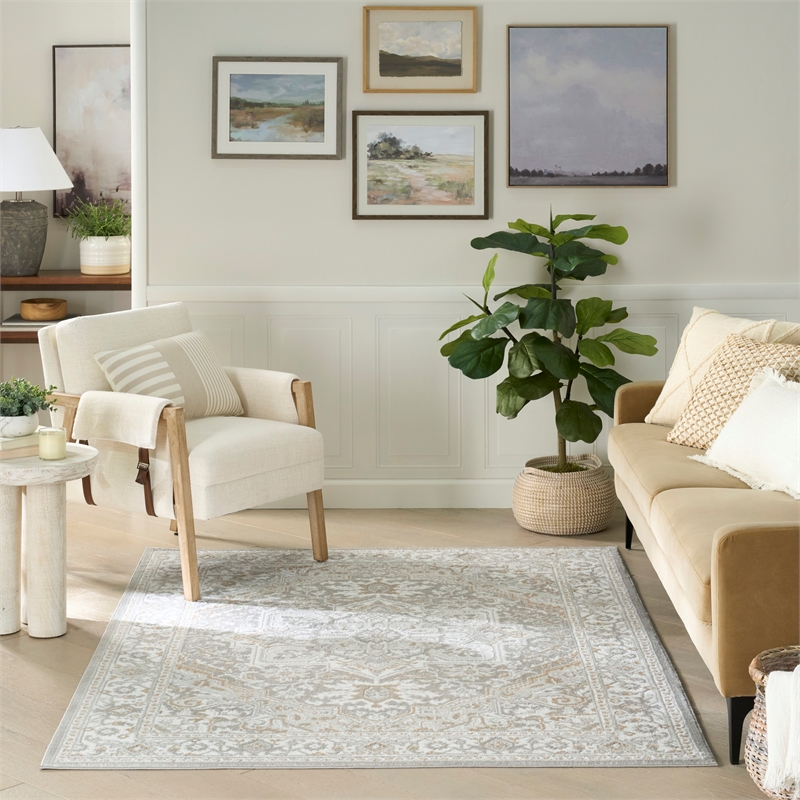 Nourison Home Dekor 5' x 7' Polyester Light Grey Area Rug
