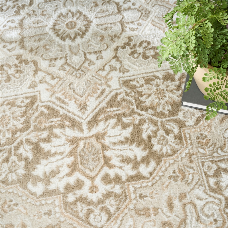Nourison Home Dekor 5' x 7' Polyester Taupe Ivory Area Rug