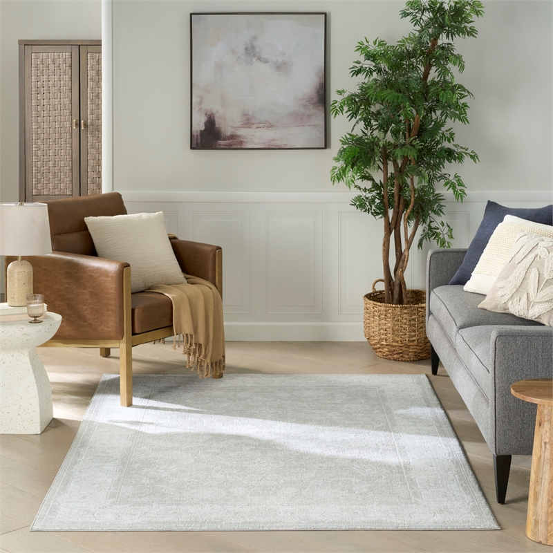 Nourison Home Dekor 5' x 7' Polyester Light Grey Area Rug