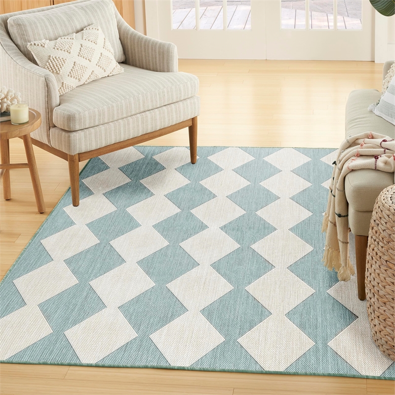 Nourison Home Positano 4' x 6' Fabric Aqua Area Rug