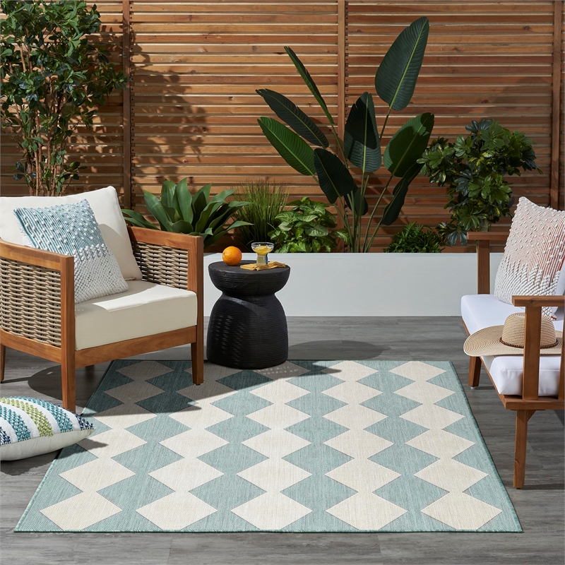 Nourison Home Positano 4' x 6' Fabric Aqua Area Rug