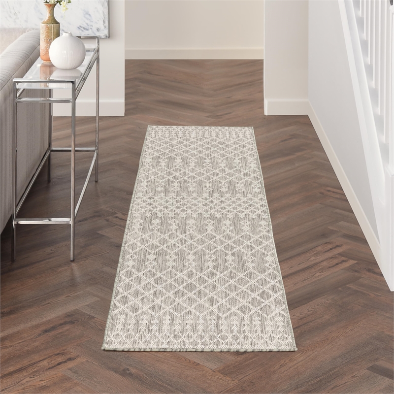 Nourison Home Positano 6' Runner Fabric Light Grey Area Rug