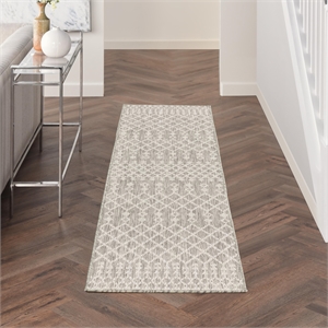 Nourison Home Positano 6' Runner Fabric Light Grey Area Rug