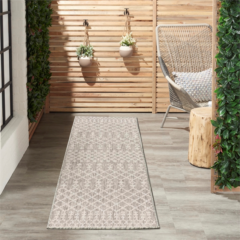 Nourison Home Positano 6' Runner Fabric Light Grey Area Rug