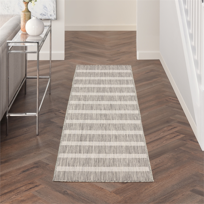 Nourison Home Positano 6' Runner Fabric Grey Ivory Area Rug