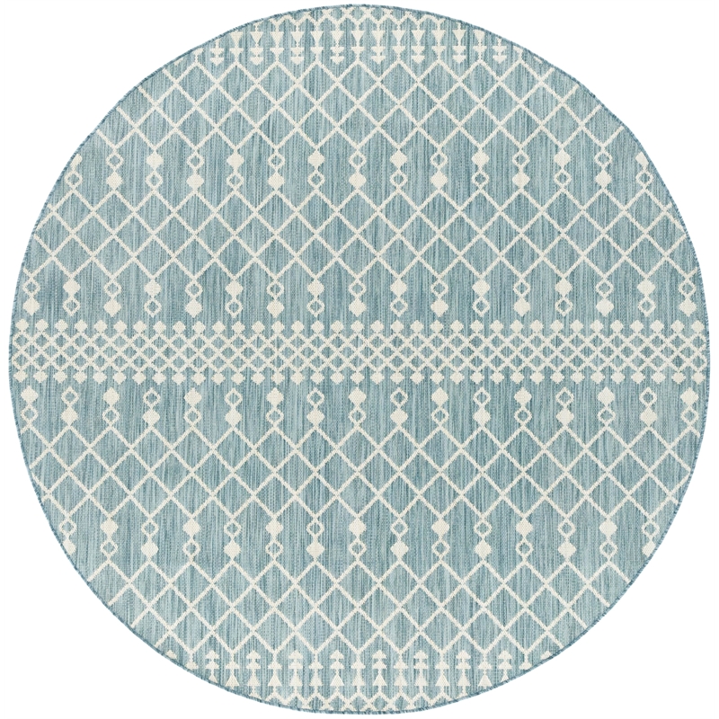 Nourison Home Positano 8' x Round Fabric Aqua Area Rug