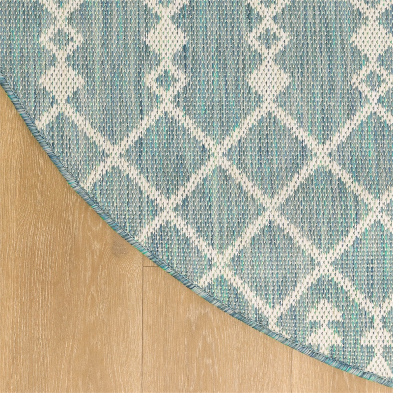 Nourison Home Positano 8' x Round Fabric Aqua Area Rug