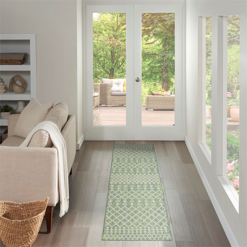 Nourison Home Positano 10' Runner Fabric Blue Green Area Rug