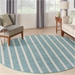 Nourison Home Positano 6' x Round Fabric Aqua Ivory Area Rug