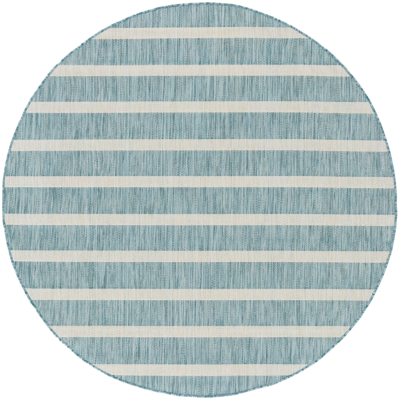 Nourison Home Positano 6' x Round Fabric Aqua Ivory Area Rug