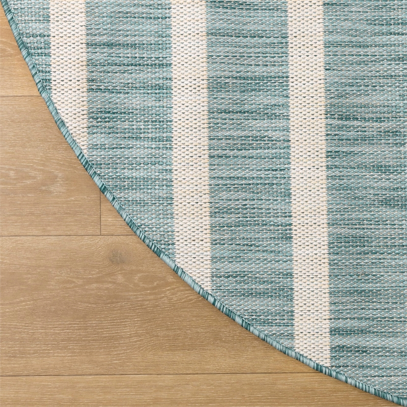 Nourison Home Positano 6' x Round Fabric Aqua Ivory Area Rug