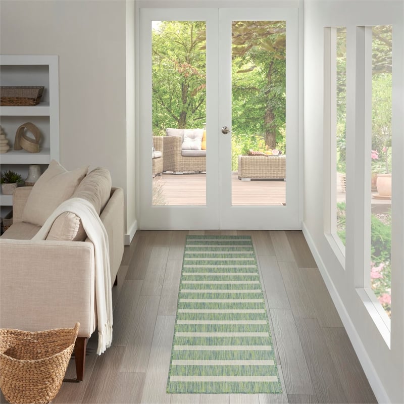 Nourison Home Positano 6' Runner Fabric Blue Green Ivory Area Rug