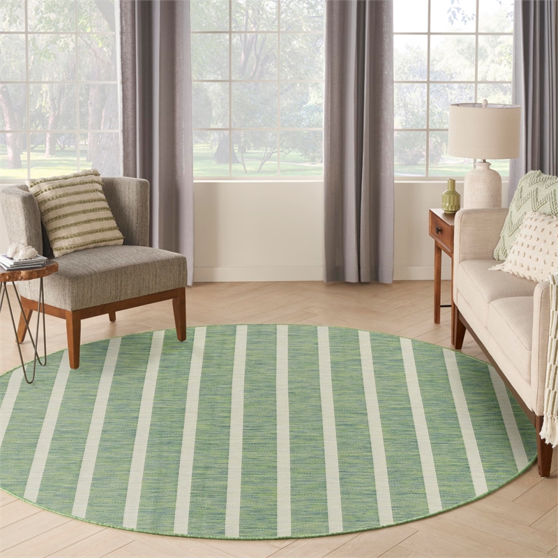 Nourison Home Positano 6' x Round Fabric Blue Green Ivory Area Rug