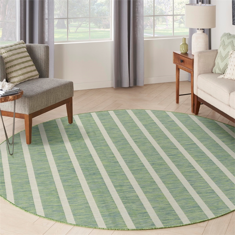 Nourison Home Positano 8' x Round Fabric Blue Green Ivory Area Rug