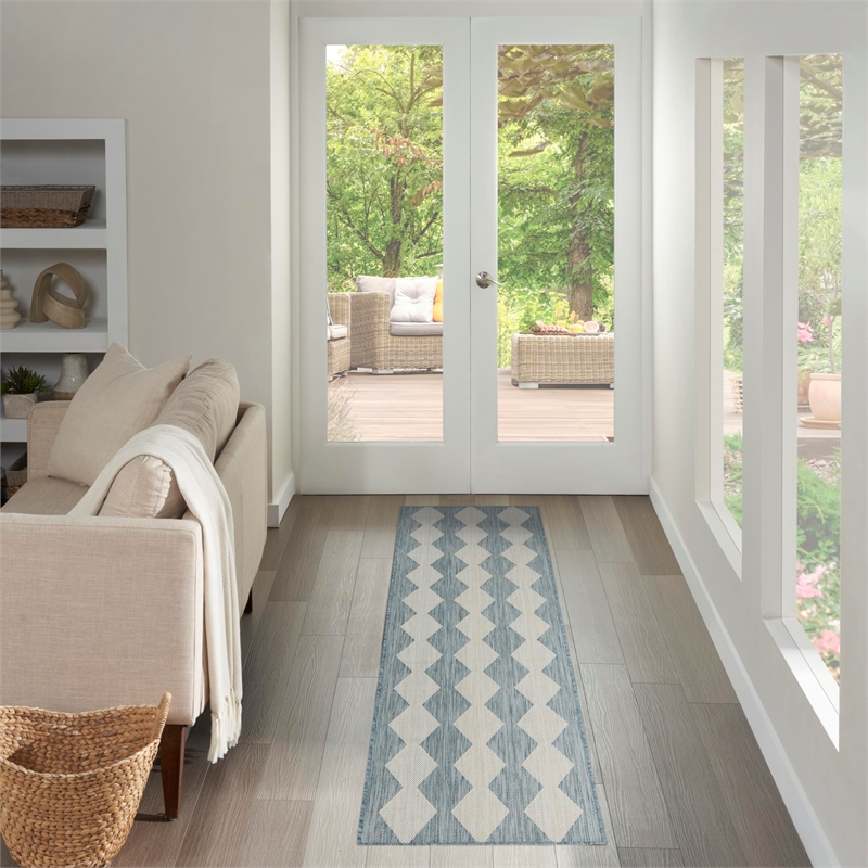 Nourison Home Positano 6' Runner Fabric Aqua Area Rug