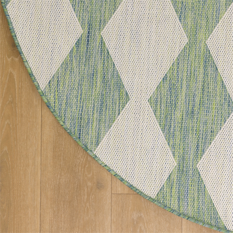 Nourison Home Positano 6' x Round Fabric Blue Green Area Rug