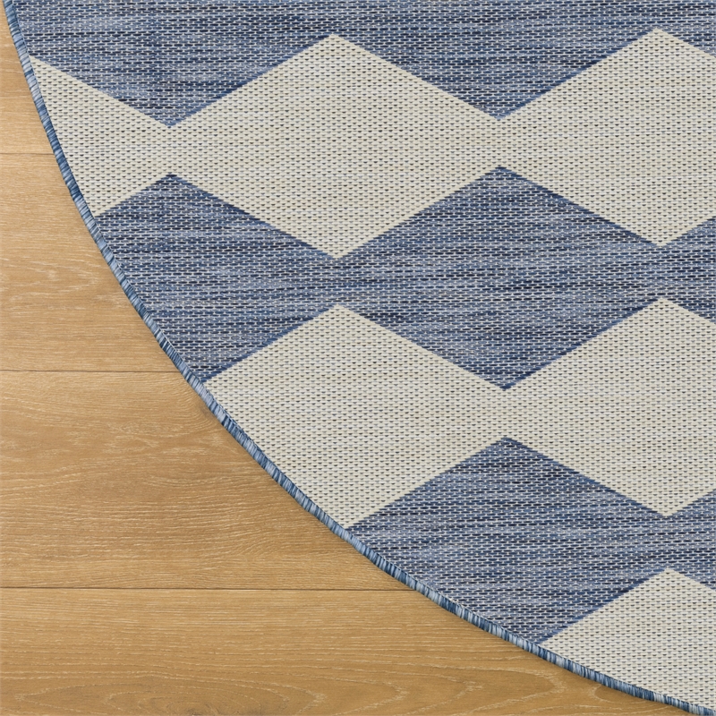 Nourison Home Positano 6' x Round Fabric Navy Blue Area Rug