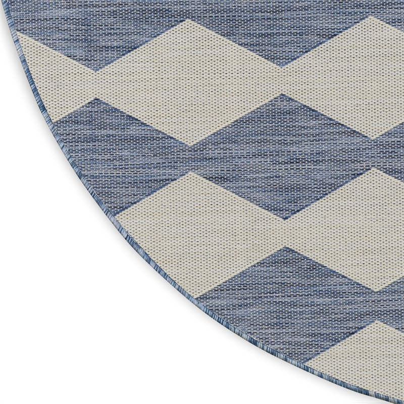 Nourison Home Positano 8' x Round Fabric Navy Blue Area Rug