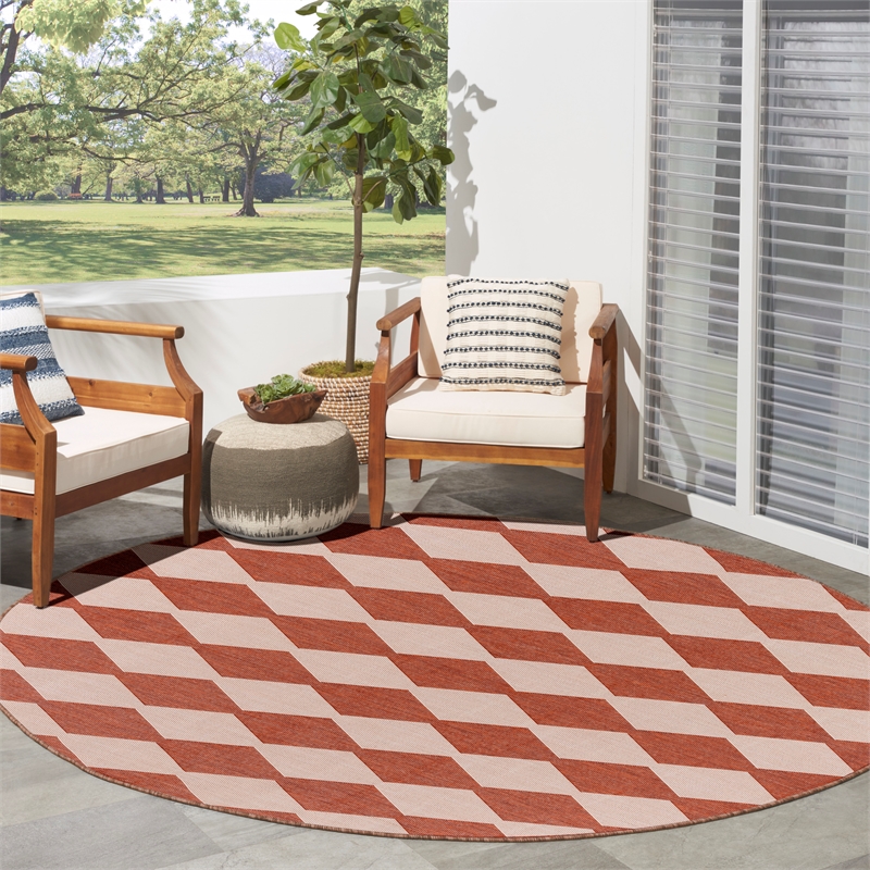 Nourison Home Positano 6' x Round Fabric Terracotta Area Rug