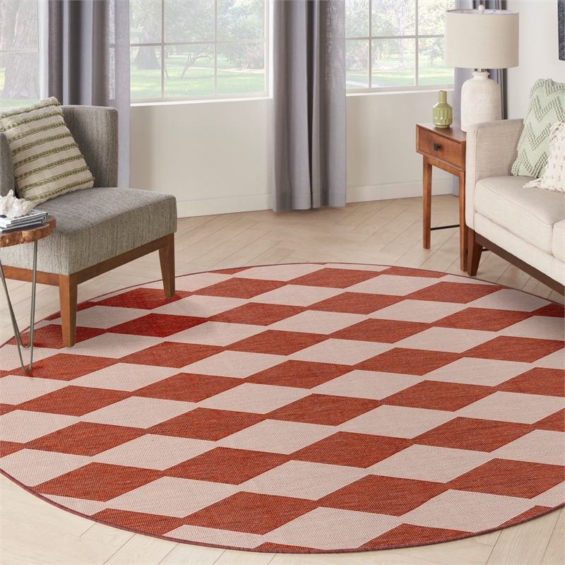 Nourison Home Positano 6' x Round Fabric Terracotta Area Rug