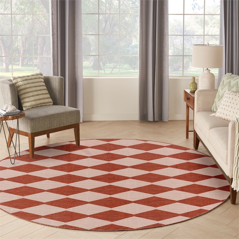 Nourison Home Positano 6' x Round Fabric Terracotta Area Rug