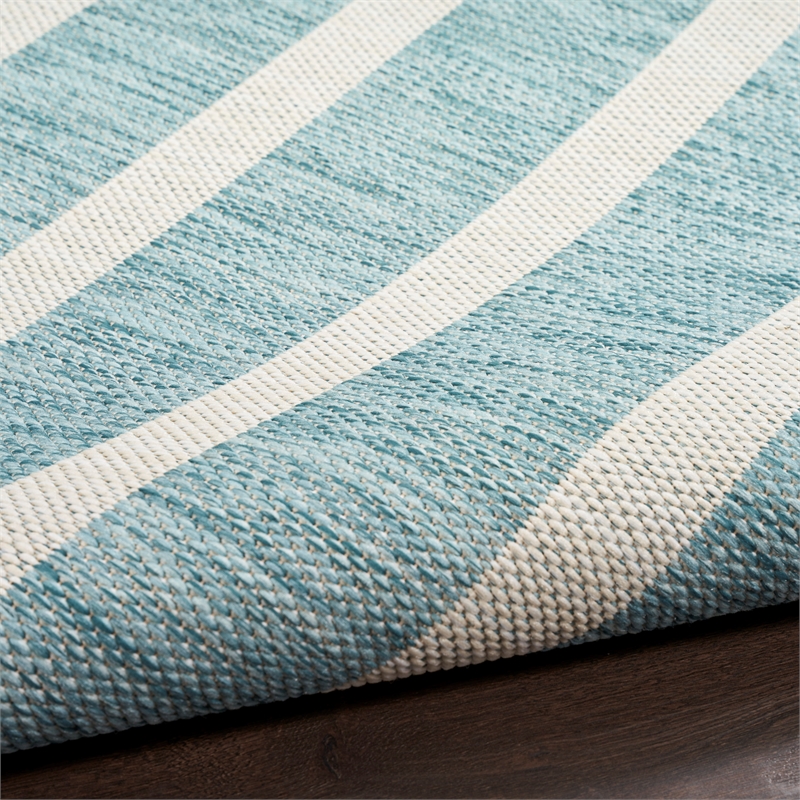 Nourison Positano 4' x 6' Fabric Aqua Ivory Area Rug