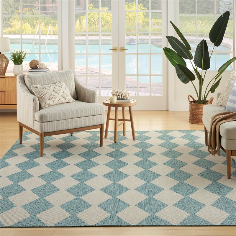 Nourison Home Positano 5' x 7' Fabric Aqua Area Rug