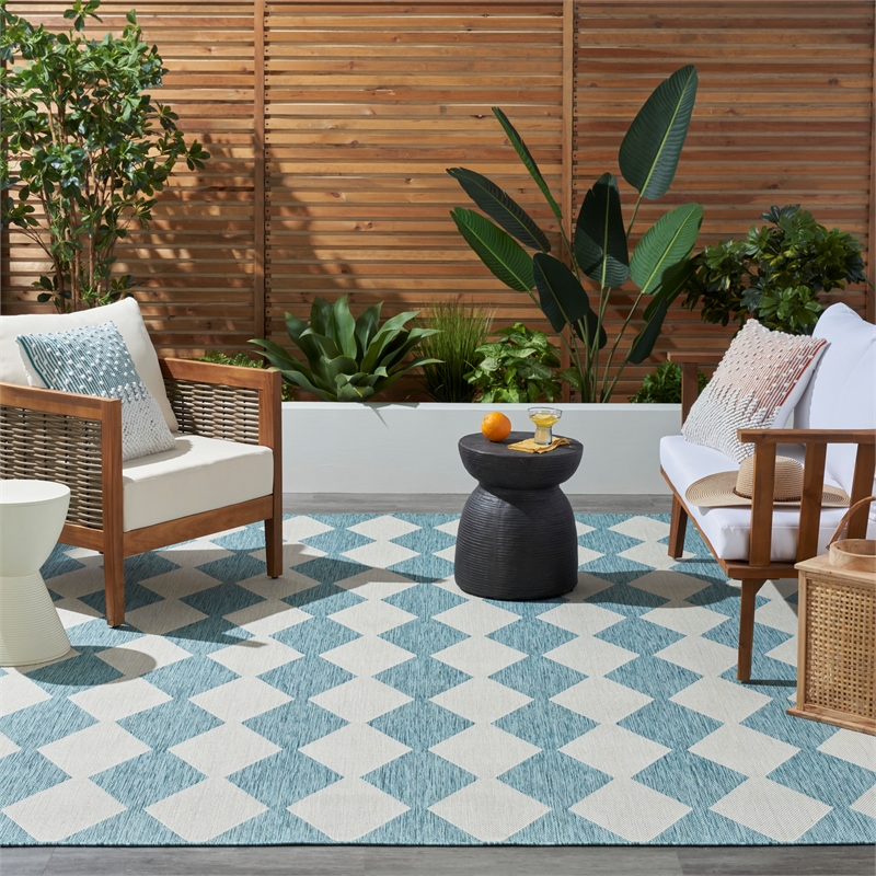 Nourison Home Positano 8' x 10' Fabric Aqua Area Rug