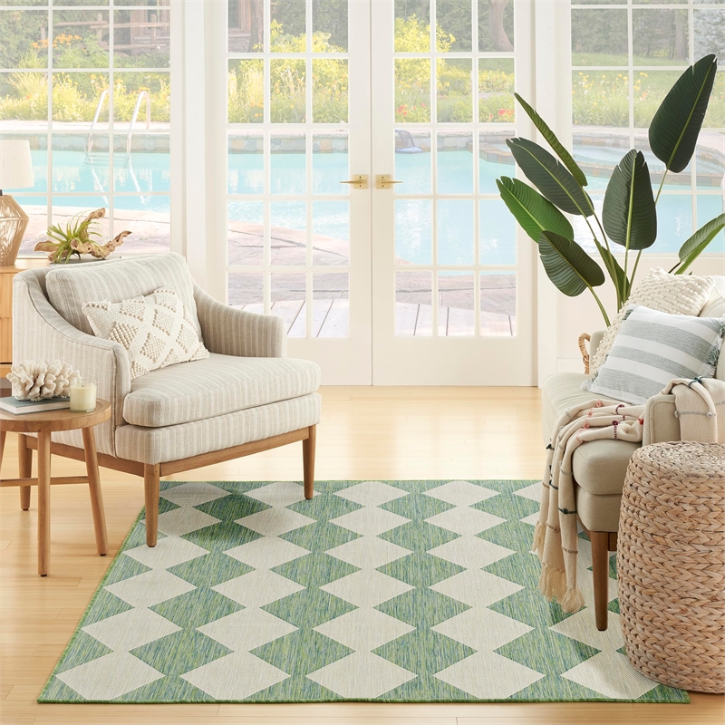 nourison home positano 4' x 6' fabric blue green area rug