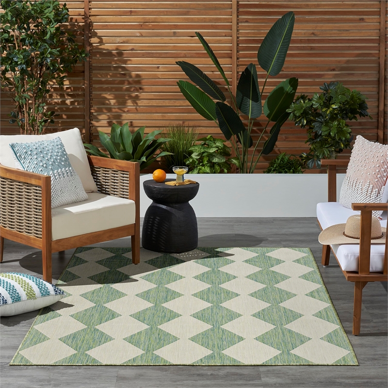 nourison home positano 4' x 6' fabric blue green area rug