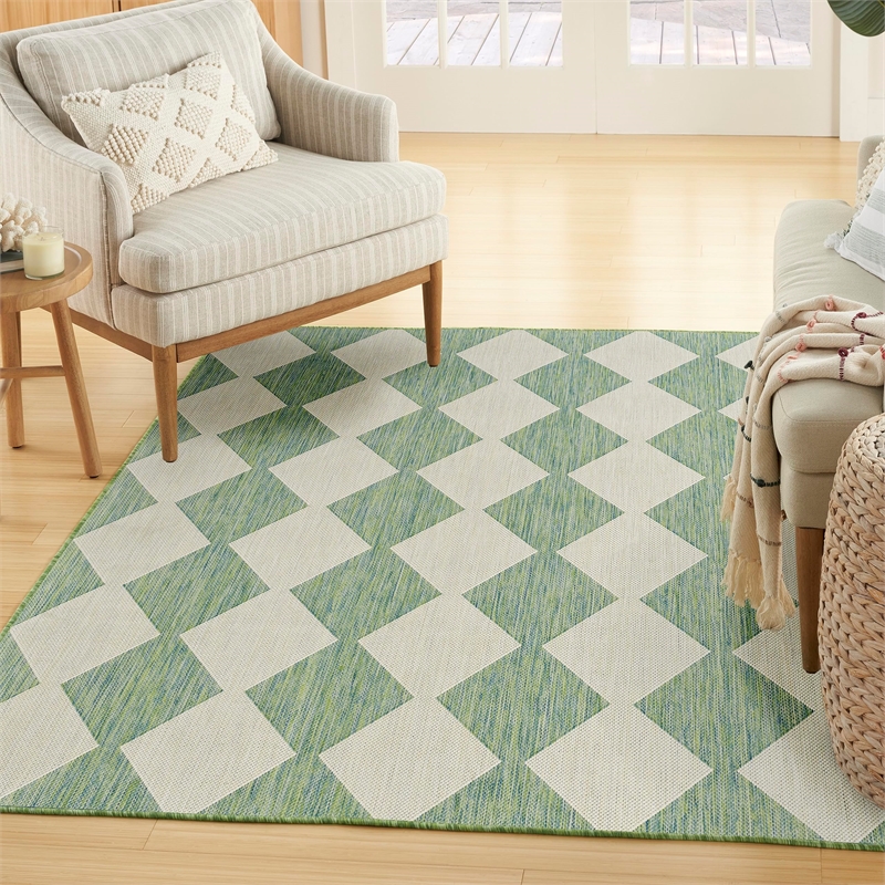 Nourison Home Positano 4' x 6' Fabric Blue Green Area Rug