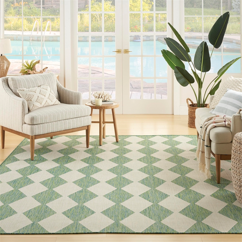 Nourison Home Positano 5' x 7' Fabric Blue Green Area Rug