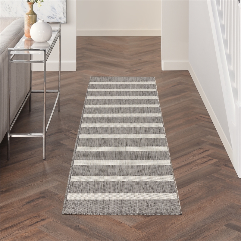 Nourison Home Positano 6' Runner Fabric Charcoal Ivory Area Rug