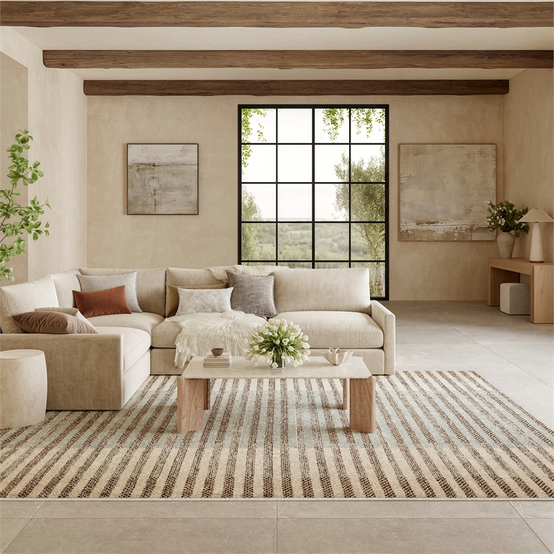 Nourison Home Nordic 8' x 10' PolyesterIvory Blue Area Rug