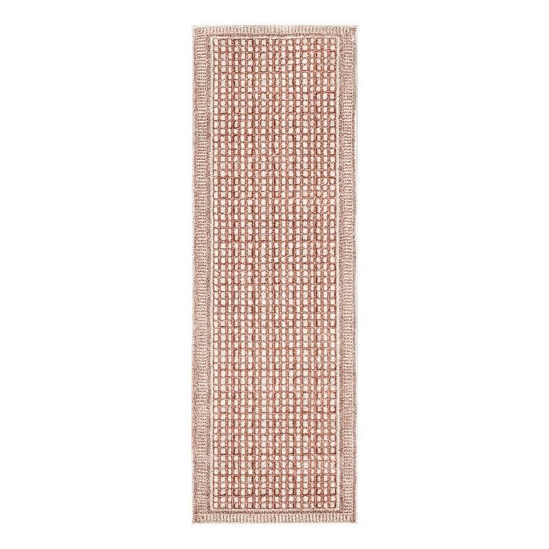Nourison Home Nordic 6' Runner Polyester Brick Ivory Area Rug