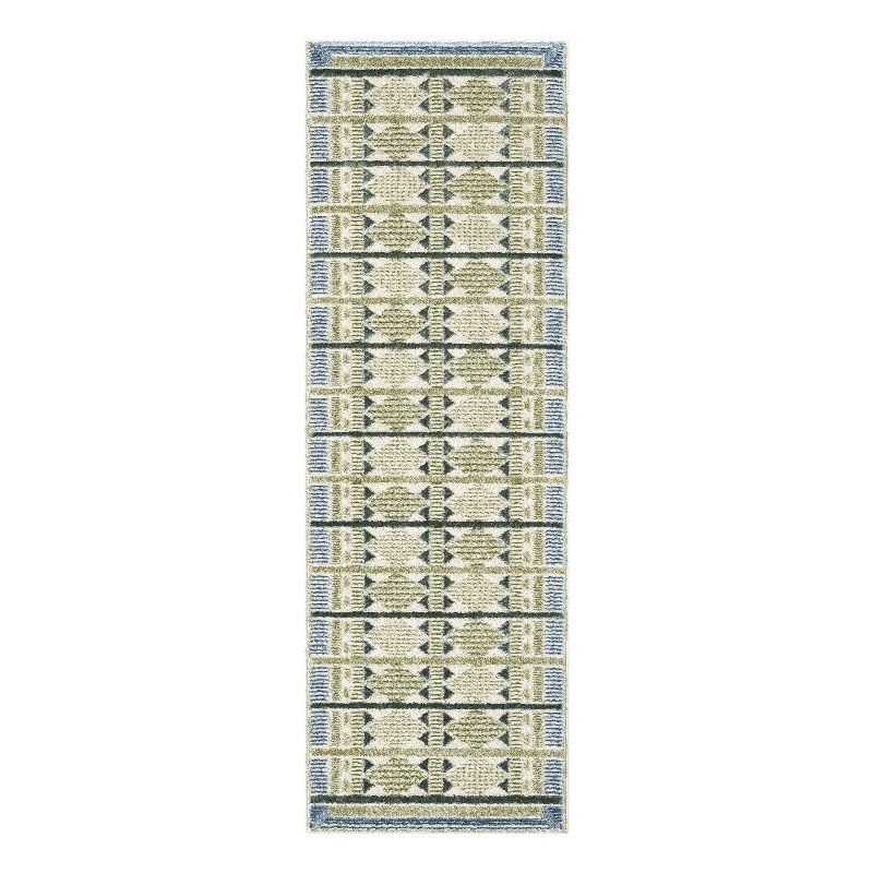 Nourison Home Nordic 6' Runner Polyester Green Blue Area Rug