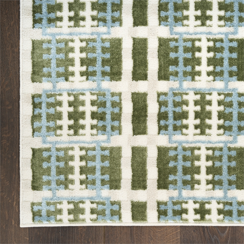Nourison Home Nordic 6' Runner Polyester Blue Green Area Rug