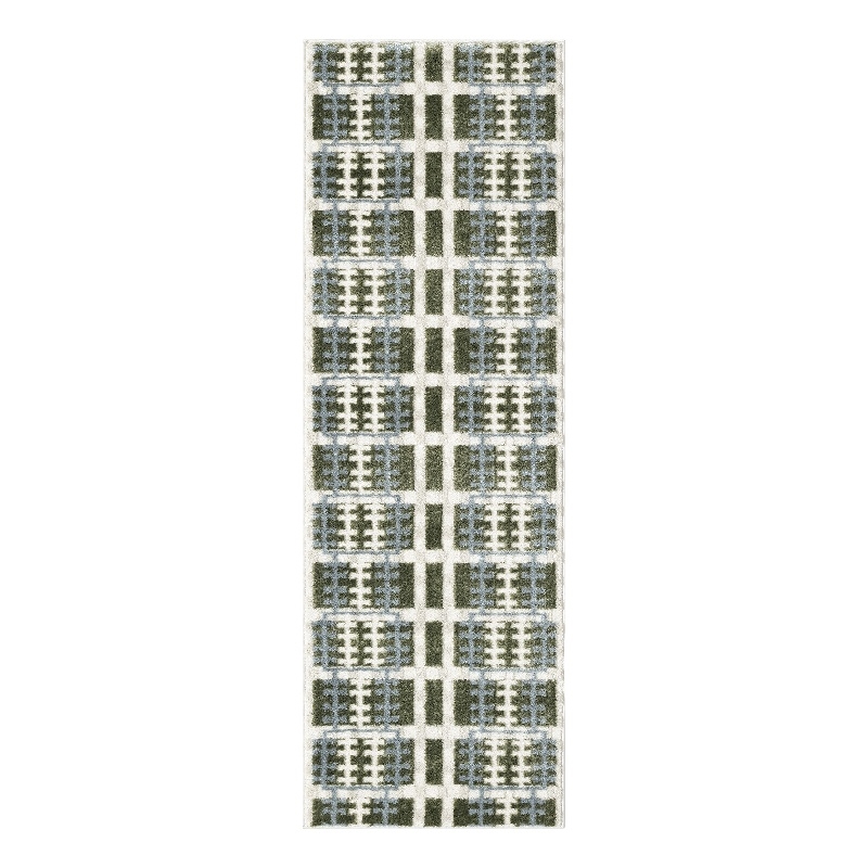 Nourison Home Nordic 6' Runner Polyester Blue Green Area Rug