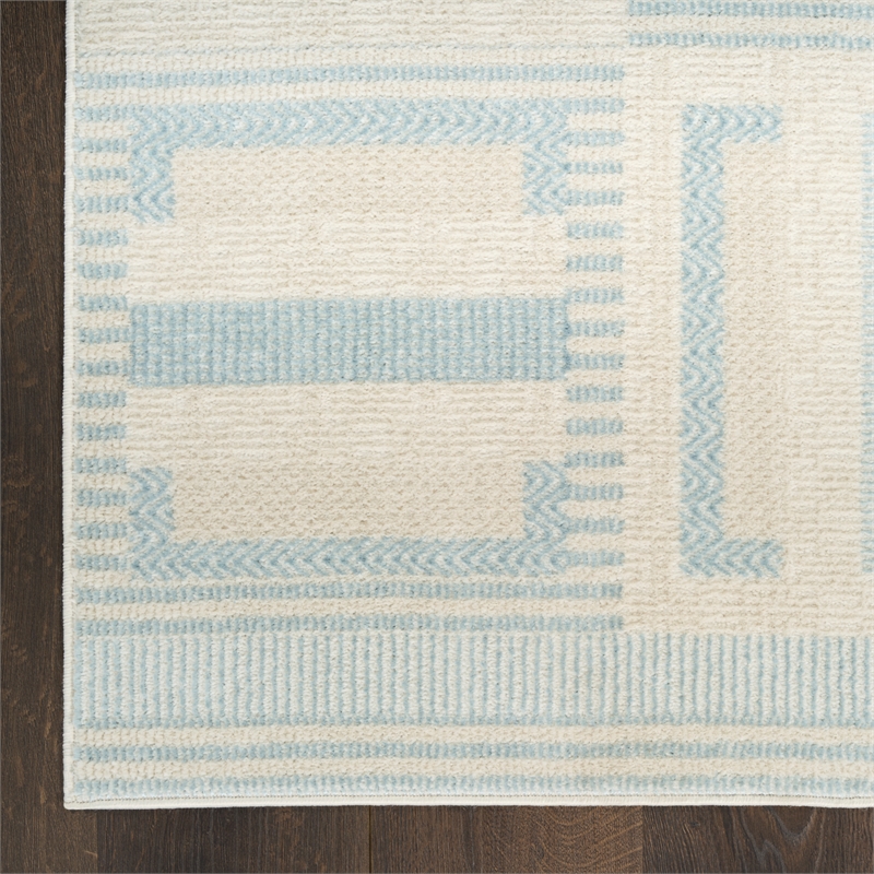 Nourison Home Nordic 8' x 10' Polyester Ivory Blue Area Rug