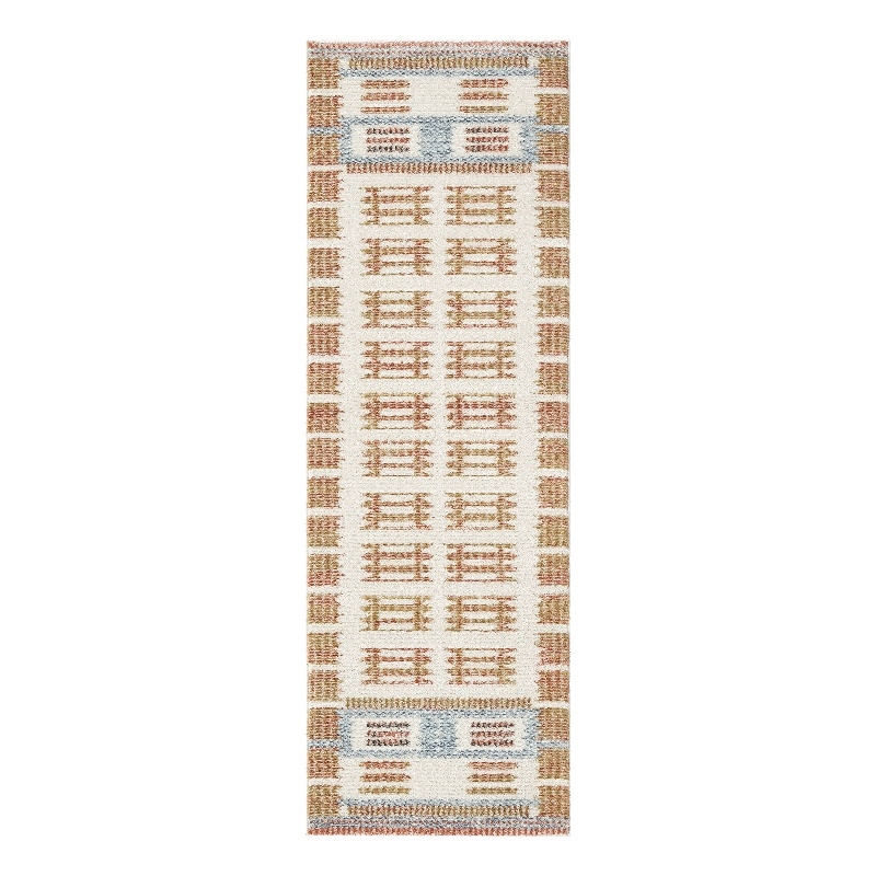 Nourison Home Nordic 6' Runner Polyester Ivory Rust Area Rug